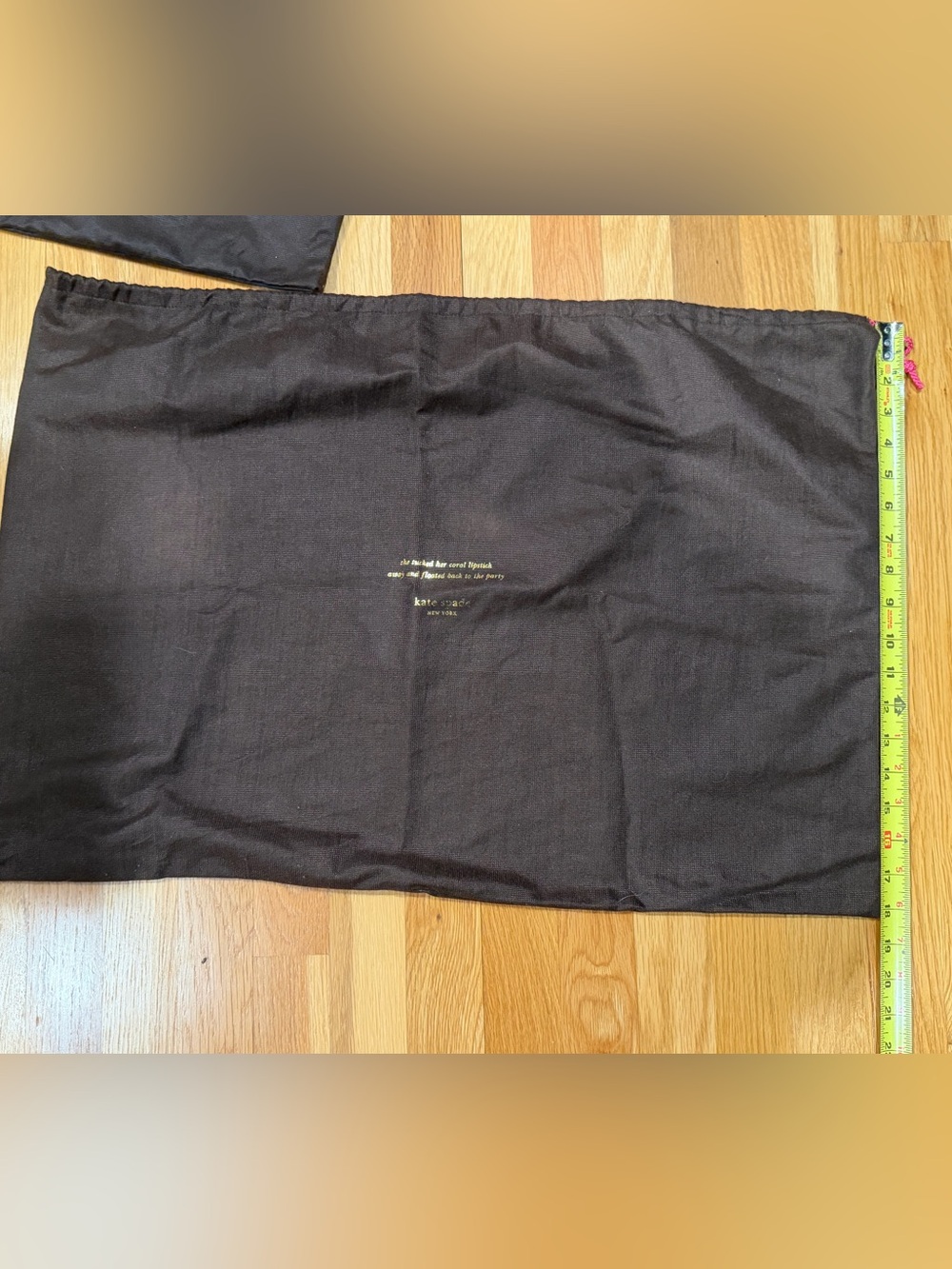 kate spade Brown Drawstring Dust Bag with Gold Logo 18"x27"
